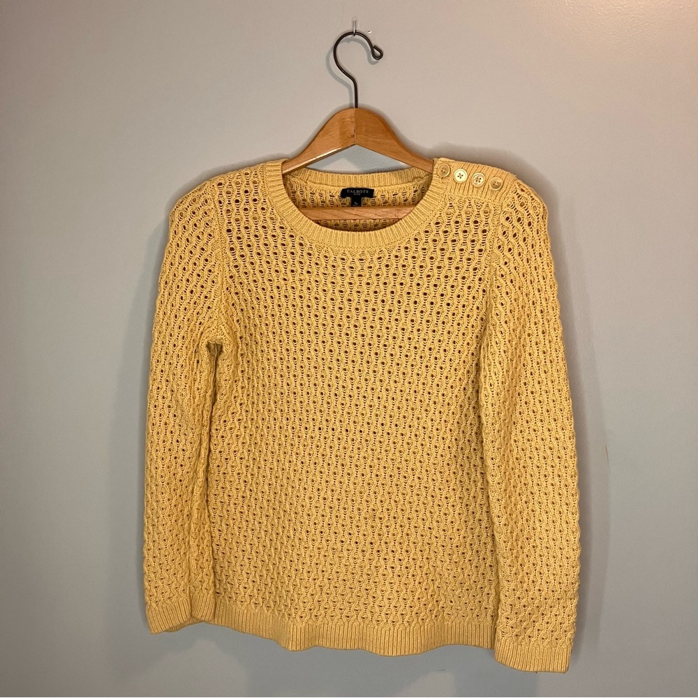 TALBOTS Yellow Gold Crochet Sweater SP
